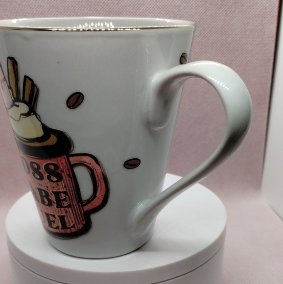 Boss Babe Fuel handmade UV DTF 10oz mug Porcelain with gold trim. - Picture 7 of 8
